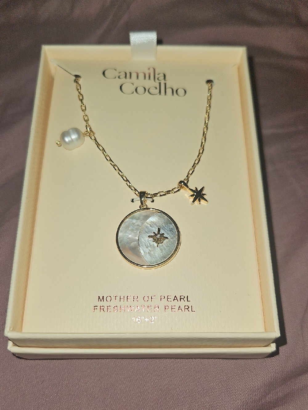 Camila Coelho Gold Mother-of-Pearl Pendant Necklace with Pearl and Star Charm